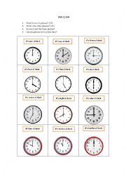 English Worksheet: THE TIME CLOCK