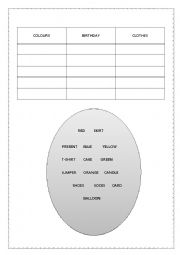 English Worksheet: Sort the words 2