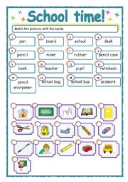 English Worksheet: Vocabulary related to school