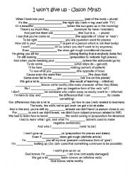 English Worksheet: I wont Give Up