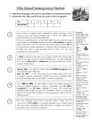 English Worksheet: Video: Ellis Island Immigration Station - US Immigration