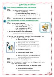 English Worksheet: sporting activities