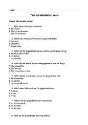 English Worksheet: The Gingerbread Man