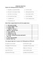 English Worksheet: compound adjectives