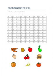 English Worksheet: FOOD WORD SEARCH