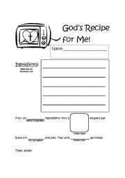 English Worksheet: Gods Recipe for Me
