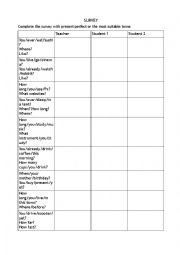 English Worksheet: Present Perfect Survey