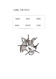 English Worksheet: Label the wolf