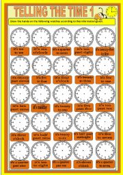 English Worksheet: Telling the time - exercises 1