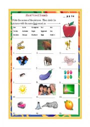 English Worksheet: Short vowel sounds A