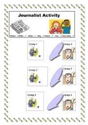 English Worksheet: Newspaper journalist activity