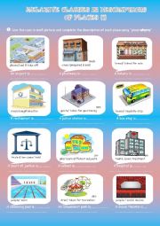 English Worksheet: definitions of places with relative clauses part1