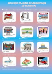 English Worksheet: definitions of places with relative clauses part2