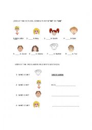 English Worksheet: He-She