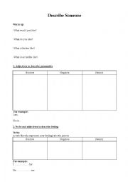 English Worksheet: Describe someone