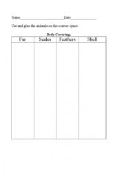 English Worksheet: sorting: animal body covering