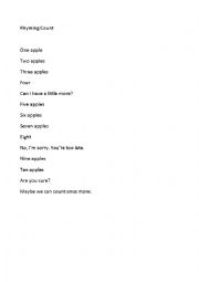 English Worksheet: Rhyming Count