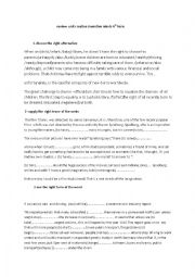 English Worksheet: review languae for 4th year unit 3