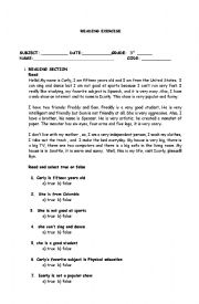 English Worksheet: reading exercise (simple present- thrid grade)