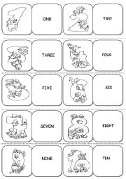 English Worksheet: NUMBERS DOMINOES (1-10)