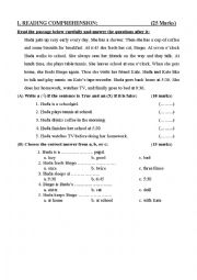 English Worksheet: Daily Routine