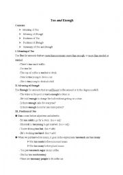 English Worksheet: Too and Enough