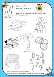 English Worksheet: Alphabet - Letter N - Activity