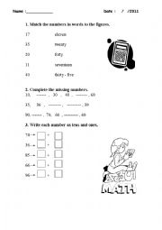 English Worksheet: numbers 