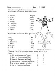 English Worksheet: opposites 