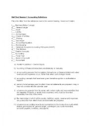 English Worksheet: Accounting Definitions Test
