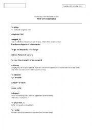 English Worksheet: Vocabulary text 
