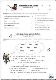 English Worksheet: Song exercises (completion and matching)