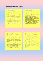 English Worksheet: fce speaking part 1