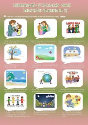 English Worksheet: definitions of holidays with relative clauses part1