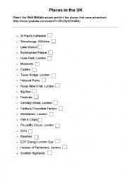 English Worksheet: Visit Britain