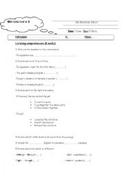 English Worksheet: first form mid term test n2