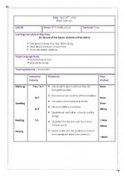 English Worksheet: Lesson plan