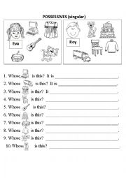 English Worksheet: possessives