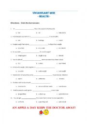 Quiz for Health Vocabulary