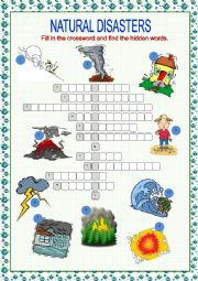 English Worksheet: Natural Disasters Crossword Puzzle