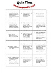 English Worksheet: The Highlights of 2012 Quiz