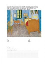 English Worksheet: There is/ There are with Van Goghs bedroom