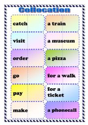 English Worksheet: Collocation game