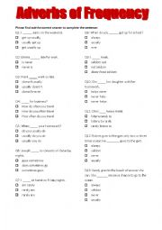 English Worksheet: Frequency Adverbs Worksheet