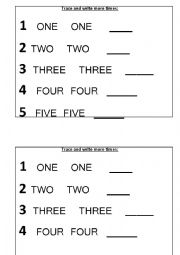 number from 1 to 5 for little ones