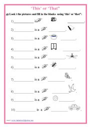 English Worksheet: This or That