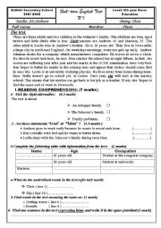 English Worksheet: exam 9th year