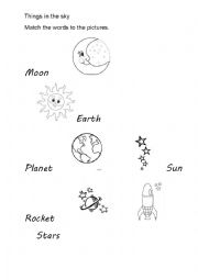 English Worksheet: Things in the sky