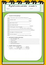 English Worksheet: Grammar revision exercises