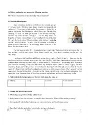 English Worksheet: Test about the topic Generation Gap with correction key